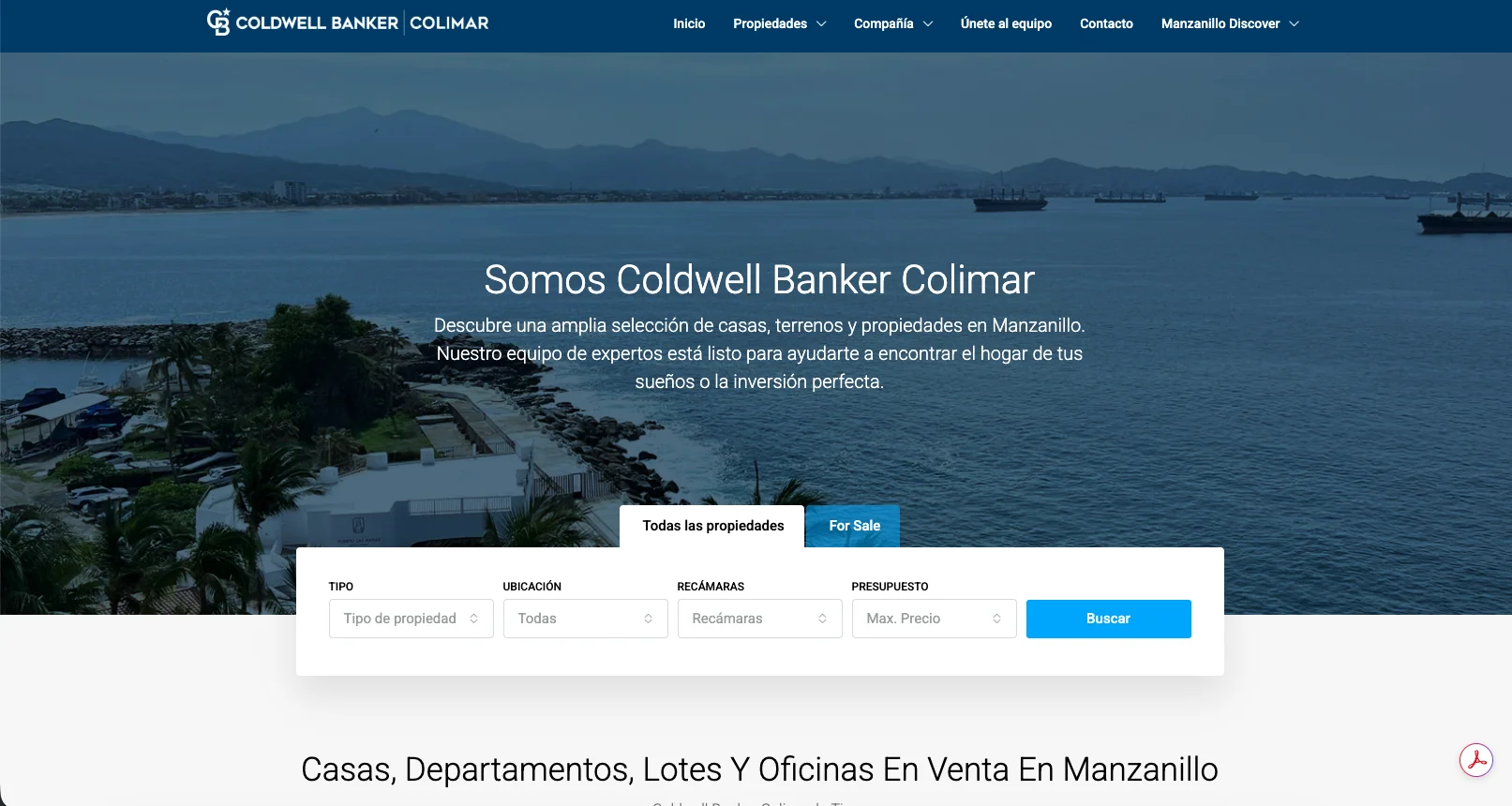 Sitio web Coldwell Banker Colima diseñado por Guru Marketing